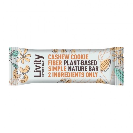 Baton cu Afine Livity Nature Cashew Cookie, 30 g, Batoane Livity Nature, Batoane Dietetice Livity Nature, Batoane cu Fibre si Vitamine pentru Diete, Batoane Nutritive fara Zahar, Batoane fara Calorii