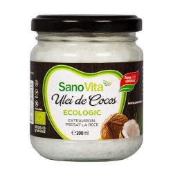 Ulei de Cocos Extravirgin Sano Vita Eco, 200 ml, Ulei Cocos, Ulei Extravirgin de Cocos, Ulei Ecologic de Cocos, Ulei Natural de Cocos, Ulei Vegan de Cocos, Ulei Crud de Cocos, Ulei Cocos Natural, Ulei Bio de Cocos, Ulei Bio Cocos, Ulei Pur de Cocos