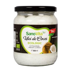 Ulei de Cocos Extravirgin Sano Vita Eco, 500 ml, Ulei Cocos, Ulei Extravirgin de Cocos, Ulei Ecologic de Cocos, Ulei Natural de Cocos, Ulei Vegan de Cocos, Ulei Crud de Cocos, Ulei Cocos Natural, Ulei Bio de Cocos, Ulei Bio Cocos, Ulei Pur de Cocos