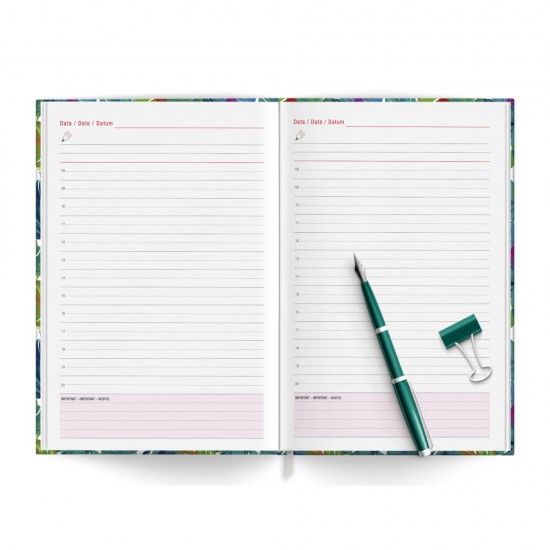 Agenda A5 Nedetata Artpress, Tropical Leaves, 100 File, Coperta Buretata Lucioasa, Multicolor, 80 g/m²