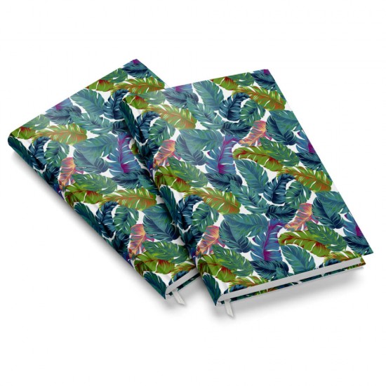 Agenda A5 Nedetata Artpress, Tropical Leaves, 100 File, Coperta Buretata Lucioasa, Multicolor, 80 g/m²