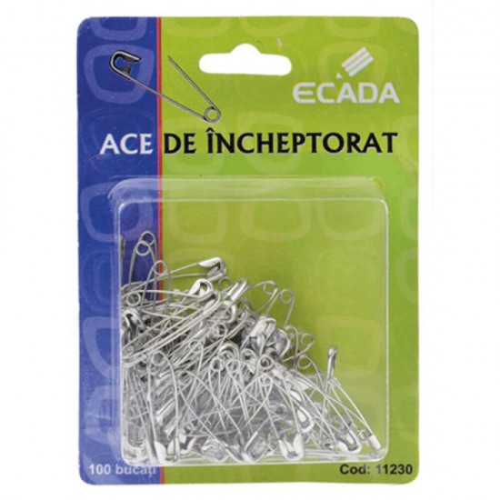Set 100 Ace Metalice de Siguranta ECADA, 3 cm, Ace Nichelate de Siguranta, Ace de Incheptorat, Set Ace de Siguranta, Bolduri de Siguranta, Agrafe de Siguranta, Ace de Prins Hartii, Ace de Siguranta Croitorie
