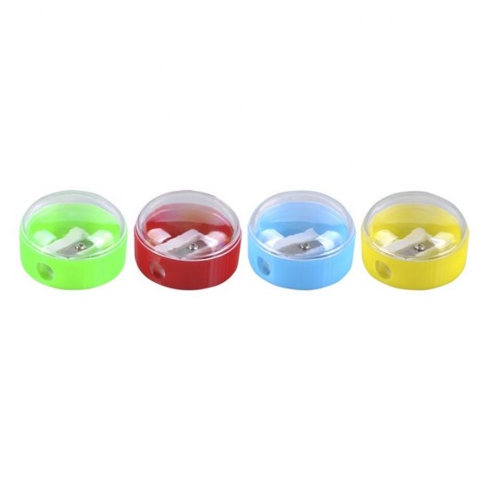 Ascutitoare din Plastic Simpla cu Container Rotund DONAU, 44x25x44 mm, 40 Buc/Set,Diverse Culori, Ascutitori Simple, Accesorii Birou, Rechizite Scolare