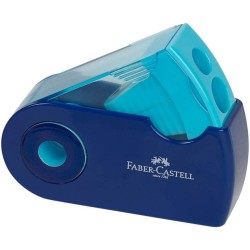 Ascutitoare Dubla cu Container Faber-Castell Sleeve Trend 2019, Albastra, Ascutitori Duble, Ascutitori Faber-Castell, Ascutitori pentru Scoala, Ascutitori cu Container, Ascutitori Creioane, Ascutitoare Dubla cu Container, Ascutitoare Birou