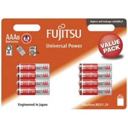 Set 8 Baterii FUJITSU R6 Alkaline, AA, 1.5V, Baterii AA, Baterii FUJITSU R3, Set de Baterii AA, Baterii FUJITSU 1.5 V Tip AA, Baterii pentru Jucarii, Baterii pentru Ceas, Baterii Rezistente, Set Baterii FUJITSU
