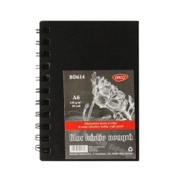 Bloc Hartie A6 pentru Desen DACO, 30 File, 140 g/m² , Hartie Neagra, Bloc Hartie, Bloc Hartie DACO, Bloc A6, Bloc Hartie Neagra, Bloc Notes, Bloc Desen, Materiale Arta, Hartie Neagra pentru Desen