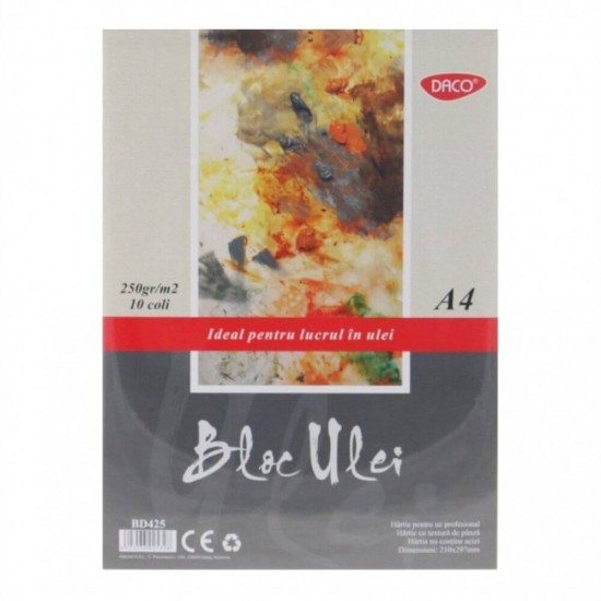 Bloc A4 pentru Pictura in Ulei DACO, 10 File, 300 g/m², Hartie Alba, Bloc Pictura in Ulei DACO, Bloc Desen A4, Bloc Desen in Ulei, Bloc Pictura in Ulei, Bloc Pictura in Ulei Hartie, Bloc de Desen, Materiale Arta