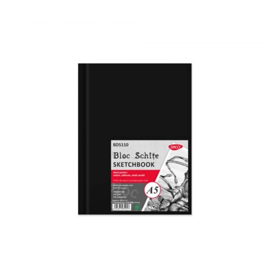 Bloc A5 pentru Schite Daco, 110 File, 110 g/m², Hartie Alba, Coperta Intarita, Bloc Schite Daco, Bloc Schite A5, Bloc Schite, Bloc Schite Foi Albe, Bloc Schita Alba, Bloc de Desen, Materiale Arta