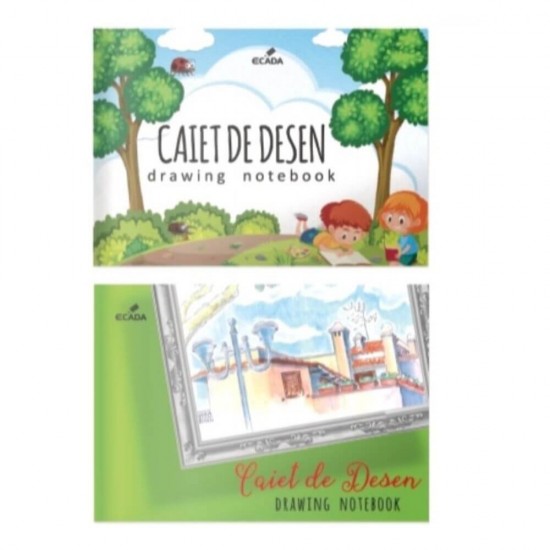 Caiet Desen ECADA, 16 File, 17x24 cm, 110 g/m², Coperta Policromie, Caiete Desen, Bloc de Desen, Bloc Desen Schite, Caiet de Schite, Caiet Pictura, Caiete Pictura, Caiete de Schite, Caiet Desen Tehnic