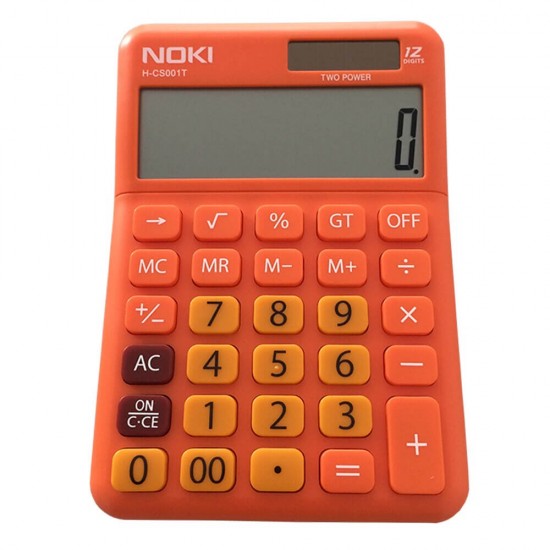 Calculator de Birou Noki HCS001, Portocaliu, 12 Digits, Alimentare Dubla, Calculator Birou, Calculator Birou 12 Digits, Calculator Birou cu Alimentare Dubla, Calculator Birou Noki, Calculator de Buzunar, Calculator pentru Scoala, Calculatoare de Birou