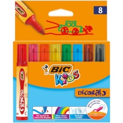 Carioci Colorate BIC Decoralo, 8 Buc/Set, Culori Asortate, Carioci Colorate BIC, Set 8 Carioci Colorate BIC Decoralo, Carioca BIC Colorat Decoralo pe Baza de Apa, Set Carioci Colorate BIC Pentru Copii