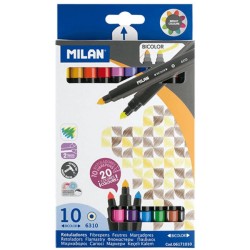 Carioci cu Doua Capete MILAN, 10 Carioci cu 20 Culori, Carioci Multicolore, Carioci pentru Copii, Carioci de Desenat, Carioci cu Doua Capete pentru Desenat