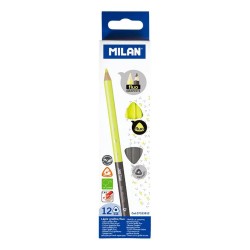 Set 12 Creioane Bicolor MILAN, Corp din Lemn cu Mina Grafit la un Capat si Mina Evidentiator la Celalalt Capat, Creioane Bicolore, Set Creioane Bicolore, Creioane Colorate, Creion cu Doua Culori, Creion Grafit, Creion Evidentiator, Rechizite Scolare