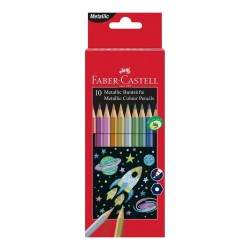 Set 10 Creioane Colorate Metalizate Faber Castell Eco, Hexagonale, Set Creioane Metalizate Faber Castell Eco, Set Creioane Coloreate Metalizate Faber Castell Eco, Set Creioane Culori Metalice Faber Castell, Creioane Faber Castell Eco