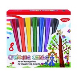 Set 8 Creioane Cerate DACO, 8 Culori Diferite, Corp Triunghiular, Creioane Colorate Cerate, Creioane Colorate, Creioane Triunghiulare Cerate DACO, Set Creioane Colorate, Creion Colorat, Creioane Scoala, Creioane Desen