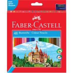 Creioane Colorate Faber-Castell Eco, 48 Buc/Set, Culori Asortate, cu Ascutitoare, Creion de Colorat, Creioane Colorate Faber-Castell, Creioane de Colorat pentru Copii, Creioane Multicolore, Creioane Multicolore de Colorat, Creioane Multicolore Desen 