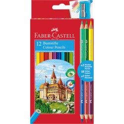 Creioane Colorate Faber-Castell Eco, 15 Buc/Set, Culori Asortate, Creion de Colorat, Creioaner Bicolore, Creioane Colorate Faber-Castell, Creioane de Colorat pentru Copii, Creioane Multicolore, Creioane Multicolore de Colorat, Creioane Multicolore Desen 