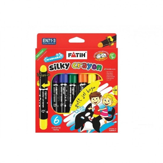 Set 6 Creioane Gel FATIH, 6 Culori, Corp din Plastic cu Rasucire, Creioane Gel Colorate, Creioane Colorate FATIH, Creion cu Gel, Set Creioane Colorate, Creion Colorat, Creioane Scoala, Creioane Desen