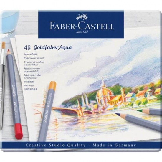 Set 48 Creioane Colorate Acuarela Faber-Castell Goldfaber Aqua, Diverse Culori, Creioane Acuarela Faber Castell Goldfaber Aqua, Creioane Colorate, Creioane Set, Set Creioane Colorate, Creion Colorat, Creioane Scoala, Creioane Acuarela pentru Desen