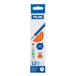 Set 12 Creioane Unicolor MILAN, Culoare Portocalie, Corp Hexagonal din Lemn, Creioane Portocalii, Set Creioane Portocalii, Creion Unicolor, Creioane Colorate, Creioane MILAN, Set Creioane Colorate, Creion Colorat, Creioane Scoala, Creioane Desen