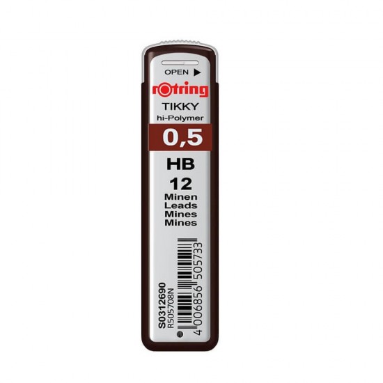 Mine Creion Mecanic ROTRING, HB, 0.5 mm, 12 Buc/Set, Rezerve Creioane Mecanice HB, Mine pentru Creioane Mecanice HB, Rezerva Creion Mecanic 0.5 mm, Mina pentru Creioane Mecanice, Rezerve pentru Creioane Mecanice, Instrumente de Scris