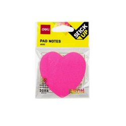 Notite Adezive Deli Stick Up, Inima, 76x76 mm, 4 Culori Neon, 80 File/Set, Notite Adezive Inima, Notite Adezive Model Inima, Notite Adezive Forma Inima, Notes Adeziv Deli, Notite Adezive Colorate, Notite Autoadezive Colorate