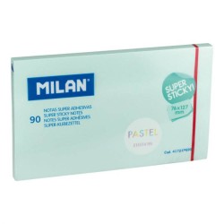 Notite Adezive Milan, Super Sticky, 90 File, 76x127 mm, Albastru Pal, Bloc Notes, Post-it, Sticky Notes, Bloc de Hartie, Notite Adezive, Post-it-uri, Notite pentru Birou, Memo Adezive