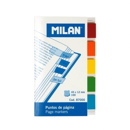 Notite Adezive MILAN, 42x12 mm, 100 File, Multicolor Neon, Index Plastic cu Adeziv, Evidentiatoare pentru Carti si Caiete, Sticky Indexuri, Evidentiatoare Adezive de Pagina, Notite Adezive Index, Semne de Carte Adezive, Indexuri Adezive