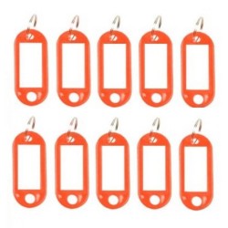 Set 10 Brelocuri Chei cu Eticheta EVOFFICE, 50x22 mm, Rosii, Breloc pentru Chei, Brelocuri cu Eticheta pentru Chei, Set Brelocuri Chei cu Eticheta, Brelocuri Chei cu Suport pentru Eticheta, Brelocuri cu Eticheta pentru Hotel