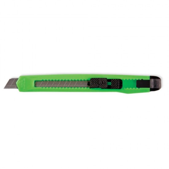 Cutter FORPUS, 9 mm, Sina Metalica si Sistem Autoblocare, Culoare Verde, Cuttere Metalice FORPUS, Cuttere 9 mm, Cuttere pentru Birou, Cuttere cu Sistem Autoblocare, Cutter de Birou, Cutter Retractabil, Cuttere cu Lama Retractabila