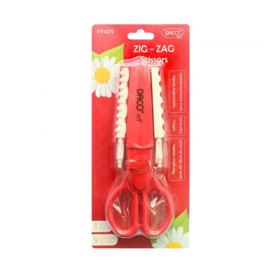 Foarfeca DACO, cu 9 Profile, cu 9 Lame Interschimbabile, Rosie, Foarfece Lucru Manual, Foarfece DACO Scrapbooking, Foarfece DACO cu Modele pentru Felicitari, Foarfeca cu 9 Lame, Foarfeca cu Lame Interschimbabile, Foarfeca pentru Hartie si Carton
