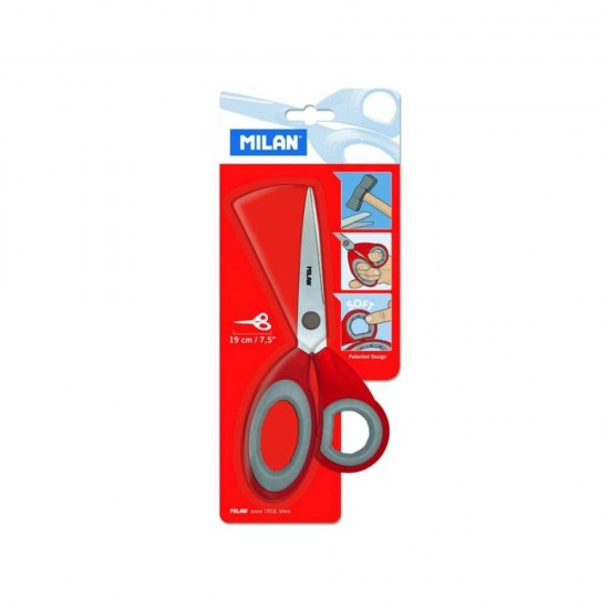 Foarfeca de Birou MILAN, Culoare Rosu/Gri, Lungime 19 cm, Foarfeca MILAN, Foarfece Birou, Foarfece, Foarfeci Birou, Foarfeca, Foarfeca Universala, Foarfeca de Birou, Foarfeca pentru Hartie si Carton