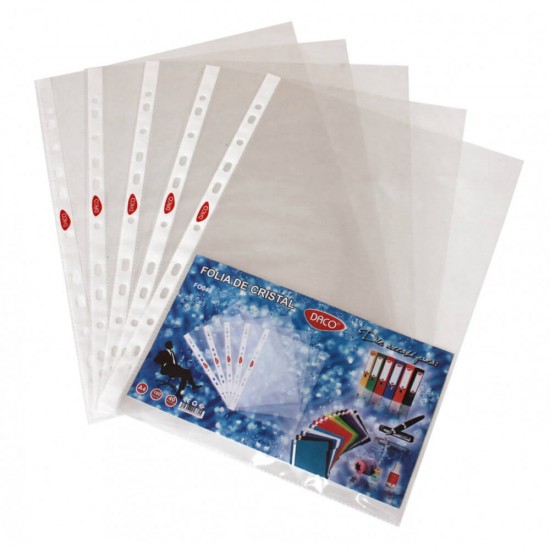 Set 100 Folii Protectie Documente A4 DACO, Margine Multiperforata pentru Arhivare, Set Folii Protectoare, Folii de Protectie Coli, Folie de Protectie pentru Coala A4, Set Folii de Protectie Foi A4