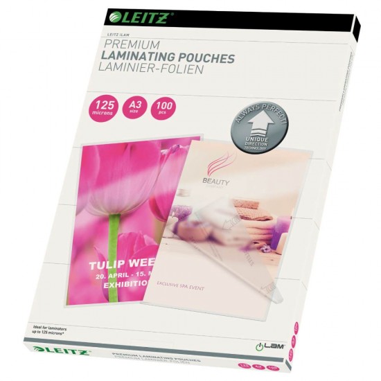 Set 100 Folii A3 de Laminare la Cald Leitz UDT, 125 Microni, Finisaj Lucios, Folii Laminare A3, Folii Mari Laminare, Folii Laminator, Folii pentru Laminare, Folie Laminare, Set Folii Laminare, Folii Lucioase Laminare, Folie de Laminare
