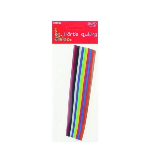 Hartie Quilling DACO, 18x0.5 cm, 300 Fasii/Set, Multicolor, 80 g/m², Hartie Quilling Colorata, Fasii Quilling, Hartii Colorate Quilling, Produse de Hartie, Instrumente Quilling, Banda Hartie Quilling