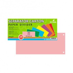 Set 100 Separatoare Carton Ecada pentru Documente, 10.5x24 cm, 160 g/m², Roz, Separator pentru Documente, Separator Documente Carton, Separator Documente, Set Separator Documente