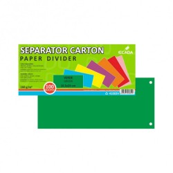 Set 100 Separatoare Carton Ecada pentru Documente, 10.5x24 cm, 160 g/m², Verzi, Separator pentru Documente, Separator Documente Carton, Separator Documente, Set Separator Documente