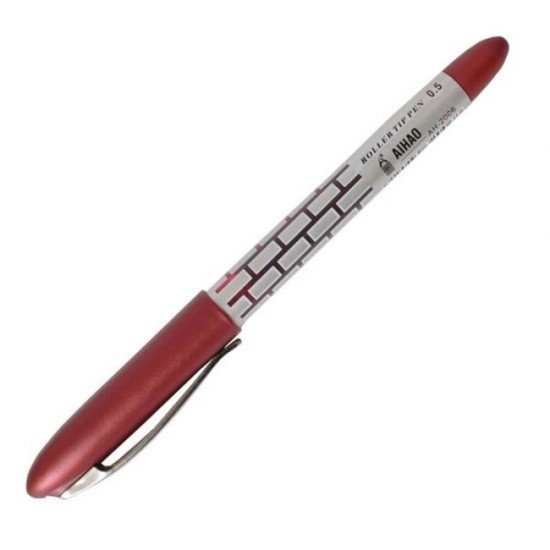 Pixuri Roller AIHAO 2006, Varf 0.5 mm, 12 Buc/Set, Plastic Mat, Scriere Rosie, cu Capac, Set de Pixuri, Pixuri pentru Scoala, Pixuri Rosii, Instrumente de Scris, Set Pixuri Roller, Pixuri Roller Rosii