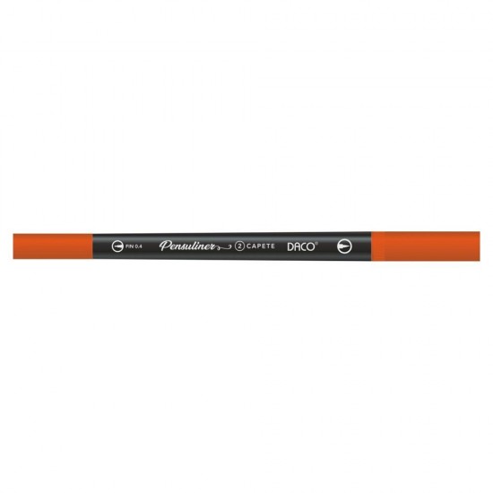 Pix Liner cu Doua Capete Daco Pensuliner, Varf Metalic 0.4 mm si Varf Tip Pensula, Rosu, Pixuri Linere, Linere Daco, Pix cu Doua Capete, Pixuri Doua Capete, Liner Subtire, Liner 0.4 mm, Liner Rosu, Pix Rosu, Pixuri Rosii