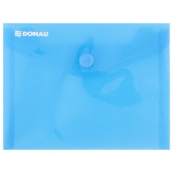Set 10 Mape din Plastic A6 DONAU cu Capsa si Clapeta in V, 150x115 mm, Polipropilena 180 Mic, Culoare Albastra, Mapa pentru Documente, Mapa pentru Organizat, Mapa pentru Depozitat