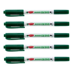 Set 5 Markere CD DACO, Doua Capete de Scriere, Varf 0.5-1 mm, Verzi, Marker CD, Marker DVD, Marker Permanent CD, Markere, Marker Verde, Markere Verzi, Marker cu Vopsea Rosie, Marker pentru Scoala, Markere Scoala