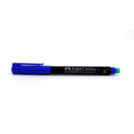 Marker Albastru Permanent cu Radiera Faber-Castell Multimark, Varf M, Markere Permanente CD Faber Castell, Marker cu Radiera, Marker Personalizare Obiecte Sticla si Plastic, Markere Permanente CD-uri