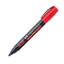 Marker Rosu Permanent Faber-Castell Multimark Winner 52, Varf Rotund 2-8 mm, Markere Permanente CD Faber Castell, Marker Desen Sticla si Plastic, Marker Personalizare Obiecte Sticla si Plastic, Markere Permanente CD-uri