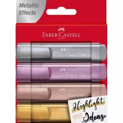 Set 4 Textmarkere Metalizate Faber-Castell, Varf Tesit 1-5 mm, Marker Highlighter, Set Evidentiatoare, Set Markere, Markere Scoala, Textmarkere, Marker Scoala, Faber-Castell Textmarkere, Textmarker Varf Tesit, Markere de Subliniat