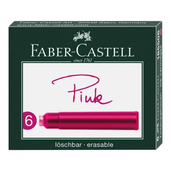Set 6 Cartuse cu Cerneala Faber-Castell, Roz, Cartuse Cerneala, Rezerva Cerneala, Patorane Cerneala, Mine Stilou, Mine pentru Stilou, Mine de Stilou, Cartuse Stilou, Rezerva Cartuse Stilou, Rezerva Cerneala Stilou 