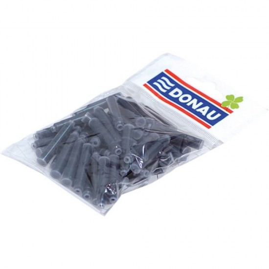 Set 50 Patroane Cerneala Albastra DONAU, Blister, Rezerve pentru Stilou, Mine pentru Stilou, Mine cu Cerneala Albastra, Rezerve cu Cerneala Albastra, Instrumente de Scris, Patroane pentru Stilou, Pantroane Cerneala Mici