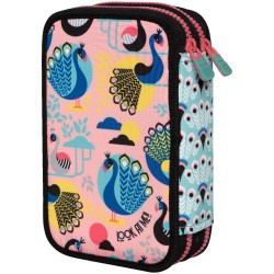 Penar Echipat cu Doua Fermoare Milan 1264PCKP, Model Paun, Poliester, Multicolor, Penar Scoala, Penare Neechipate, Penar Elev, Penare Elevi, Penare Studenti, Penar Studenti, Penar pentru Scoala, Penare pentru Scoala, Penar Milan, Penar Colorat