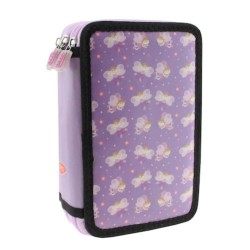 Penar Daco, Echipat, 3 Fermoare, Model Zane, Mov/Negru, Poliester, Penar Echipat, Penar cu Fermoare, Penar Poliester,  Penare Echipate, Penar Echipat Daco, Penar din Poliesteru, Penare Scolare, Penare pentru Scoala