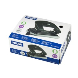 Perforator Metalic MILAN 15 Coli, Negru, Perforator de Hartie, Perforatoare Manuale pentru Birou, Perforatoare pentru Hartie, Perforator Hartie cu Doua Perforatii, Perforator cu Doua Gauri, Perforatoare de Birou cu Doua Perforatii