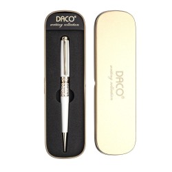 Set Pix Metalic si Etui Daco, Mina Tip Parker, 1 mm, Corp Alb, Imprimeu Folcloric, Set Pix si Etui, Pix Scriere, Pix Scoala, Pix Elegant, Pixuri Scriere, Pixuri Scoala, Pix Elevi, Set Pix Etui, Pix cu Etui, Pixuri Elevi